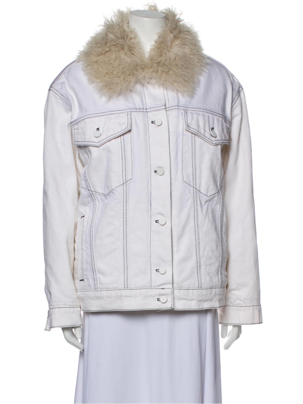 Alexander Wang White Denim Jacket with Shearling Lining